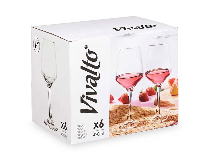 Vivalto Copa Cónica 420 ml Vidrio Transparente 9x22x9 cm (Set de 24)