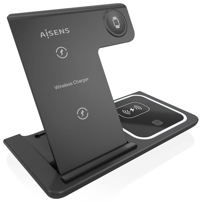 Aisens Cargador Inalámbrico 3 en 1 de 15W para Móvil, Apple Watch y Auriculares, Negro Aisens Cargador Inalámbrico 3 en 1 de 15W para Móvil, Apple Watch y Auriculares, Negro