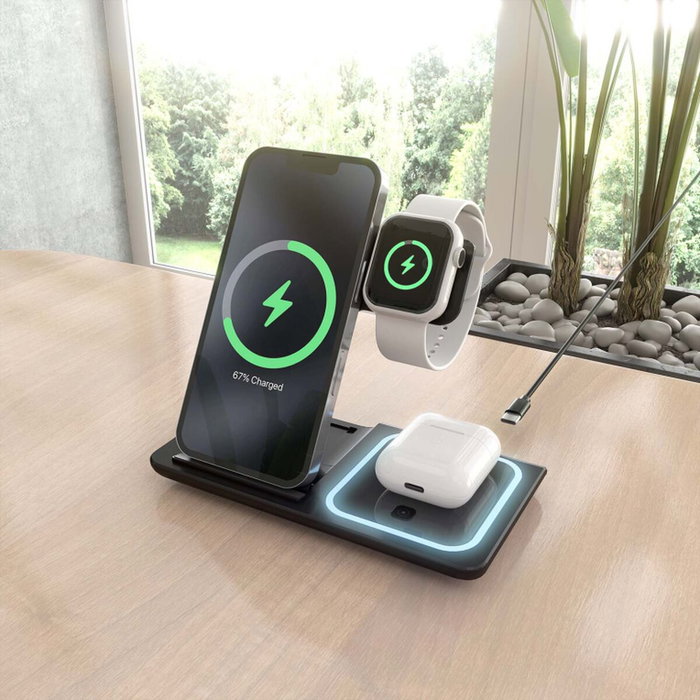 Aisens Cargador Inalámbrico 3 en 1 de 15W para Móvil, Apple Watch y Auriculares, Negro Aisens Cargador Inalámbrico 3 en 1 de 15W para Móvil, Apple Watch y Auriculares, Negro