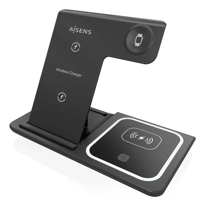 Aisens Cargador Inalámbrico 3 en 1 de 15W USB-C Negro