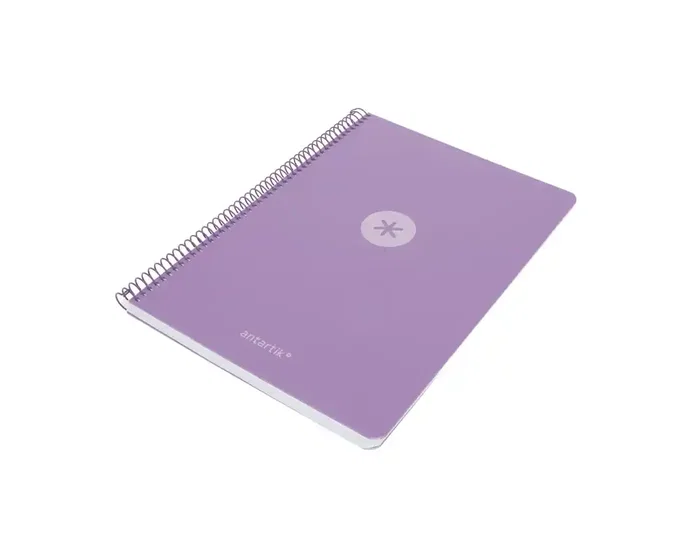 Antartik Cuaderno Espiral A4, Tapa Foam, 80 Hojas Cuadriculadas 4mm con Margen, Papel 90 g, Color Lavanda