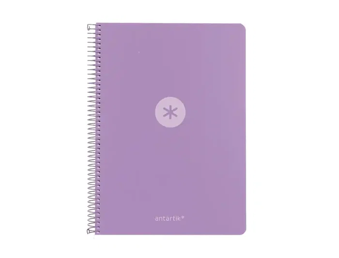 Antartik Cuaderno Espiral A4, Tapa Foam, 80 Hojas Cuadriculadas 4mm con Margen, Papel 90 g, Color Lavanda