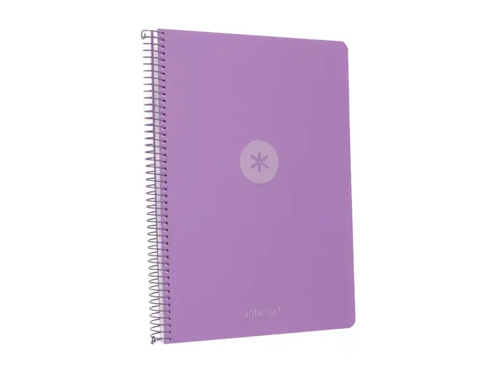 Antartik Cuaderno Espiral A4, Tapa Foam, 80 Hojas Cuadriculadas 4mm con Margen, Papel 90 g, Color Lavanda