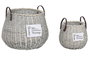 DKD Home Decor Set de 2 Cestas de Mimbre Natural 45x45x40 cm