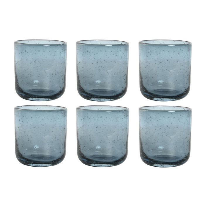 DKD Home Decor Set de 6 Vasos de Cristal Burbujas Azul 320ml