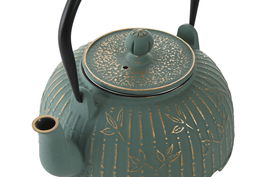 DKD Home Decor Tetera Oriental Verde Hierro Colado Inox 12.5 x 15 x 15.5 cm Capacidad 1l