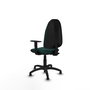 Silla de oficina Algarra con mecanismo Contacto permanente básico tapizada con Similpiel color Verde botella. Equipada con Base poliamida negra, Brazos 1Dy Topes
