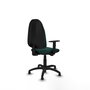 Silla de oficina Algarra con mecanismo Contacto permanente básico tapizada con Similpiel color Verde botella. Equipada con Base poliamida negra, Brazos 1Dy Topes