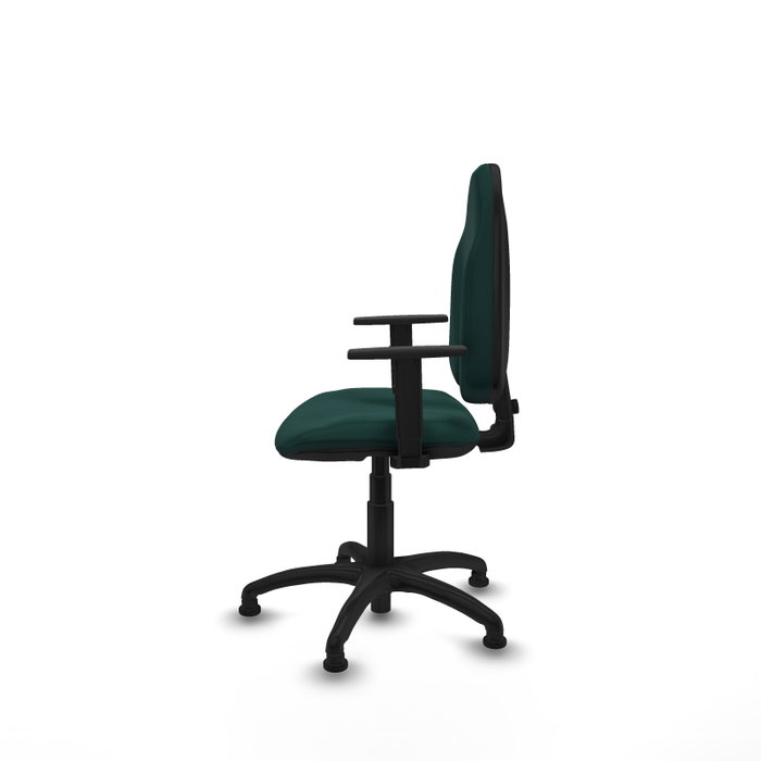 Silla de oficina Algarra con mecanismo Contacto permanente básico tapizada con Similpiel color Verde botella. Equipada con Base poliamida negra, Brazos 1Dy Topes Silla de oficina Algarra con mecanismo Contacto permanente básico tapizada con Similpiel color Verde botella. Equipada con Base poliamida negra, Brazos 1Dy Topes