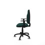 Silla de oficina Algarra con mecanismo Contacto permanente básico tapizada con Similpiel color Verde botella. Equipada con Base poliamida negra, Brazos 1Dy Topes