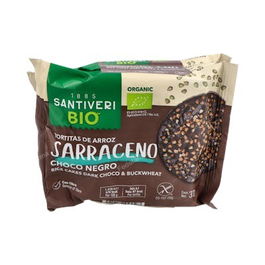SANTIVERI Tortitas de Arroz Sarraceno Ecológicas con Chocolate Negro sin Gluten 3x35Gr