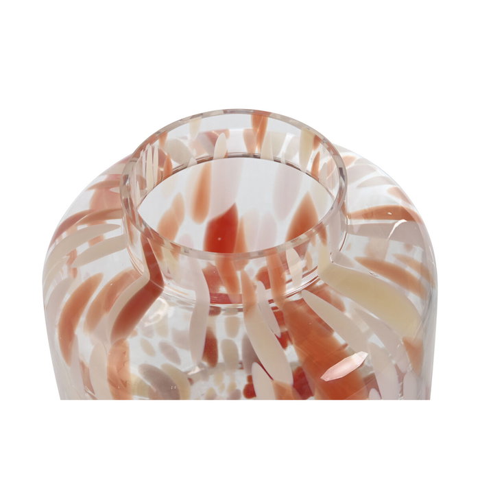 DKD Home Decor Jarrón de Cristal Terracota y Crema 15x15x21 cm