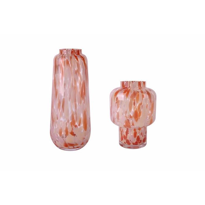 DKD Home Decor Jarrón de Cristal Terracota y Crema 15x15x21 cm