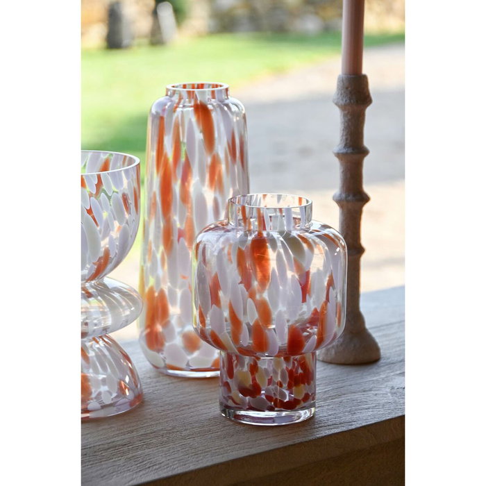DKD Home Decor Jarrón de Cristal Terracota y Crema 15x15x21 cm