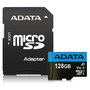 ADATA Tarjeta de memoria Premier MicroSDXC 128GB UHS-I Clase 10 V10 A1, 100MB/s lectura, 25MB/s escritura, resistente, con adaptador SD
