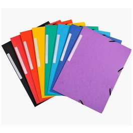 Exacompta Carpeta de Gomas 3 Solapas A4, Lote 7+3 Unidades, Cartulina Reciclada, Colores Surtidos (Amarillo, Azul, Morado, Naranja, Negro, Rojo, Turquesa, Verde)