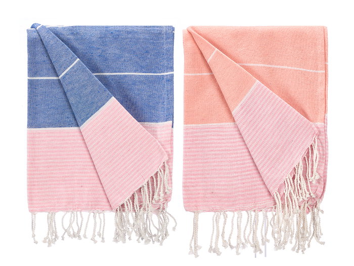 Giftdecor Bolsa Multiusos de Tela a Rayas 180x170 cm - Colores Surtidos Rosa y Azul, Algodón y Poliéster, 170 GSM (Set de 12)