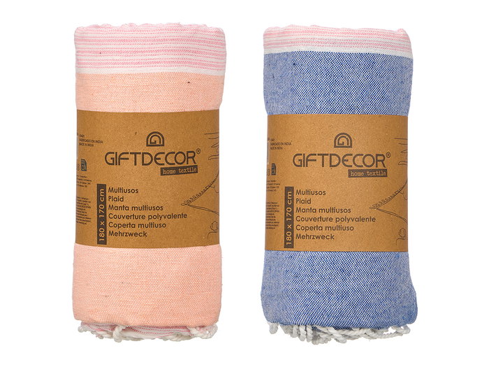 Giftdecor Bolsa Multiusos de Tela a Rayas 180x170 cm - Colores Surtidos Rosa y Azul, Algodón y Poliéster, 170 GSM (Set de 12)