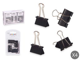 Pincello Set 4 Pinzas Clip Negro Metal 11.5x3.2x1.5 cm (Set de 24)