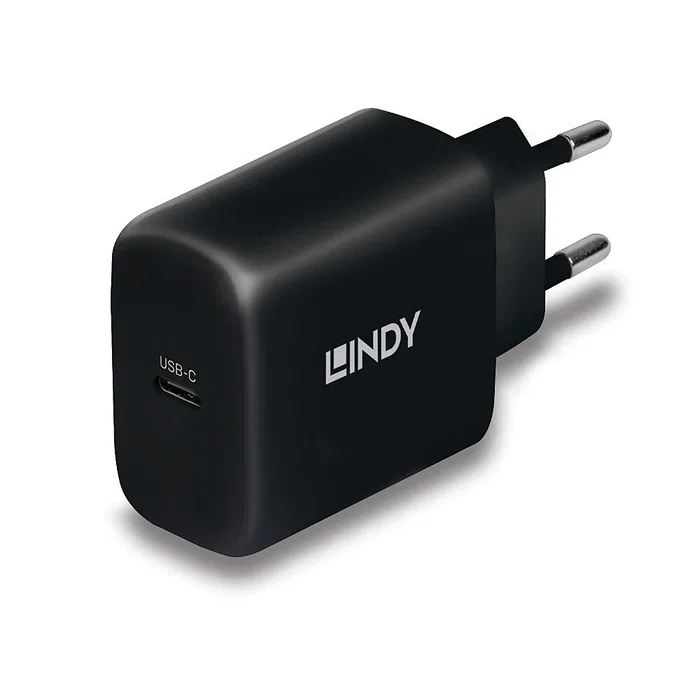 Lindy 73426 Cargador USB-C GaN 65W PD 3.0 Carga Rápida Universal, Negro