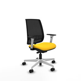 PIQUERAS Y CRESPO Alares Silla de Oficina con Malla Negra y Asiento Amarillo