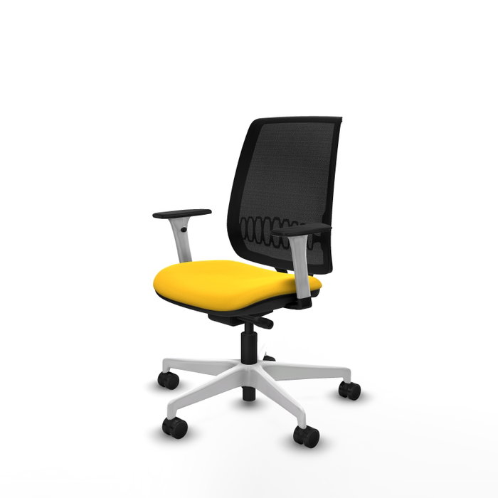 PIQUERAS Y CRESPO Alares Silla de Oficina con Malla Negra y Asiento Amarillo