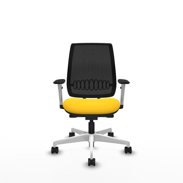 PIQUERAS Y CRESPO Alares Silla de Oficina con Malla Negra y Asiento Amarillo