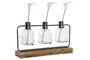 DKD Home Decor Set de 3 Jarrones de Cristal, Metal y Paulownia Negro/Natural