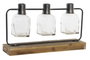 DKD Home Decor Set de 3 Jarrones de Cristal, Metal y Paulownia Negro/Natural