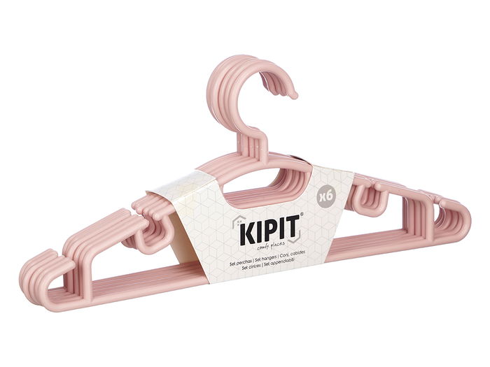 Kipit Set 6 Perchas Surtidas Color Pastel Plástico 39x39x4cm (Set de 24)