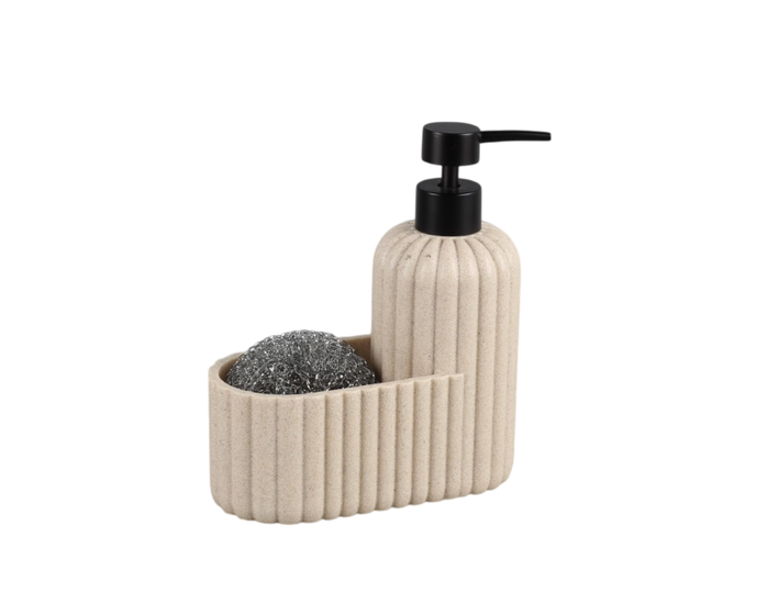 DKD Home Decor Dosificador Resina ABS Beige con Estropajo