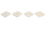 DKD Home Decor Set de 4 Posavasos Mármol y Latón Blanco y Dorado Dados 10x10x5 cm