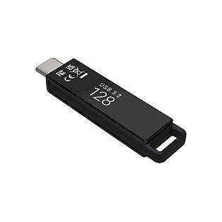 PNY Elite-X 128GB USB 3.2 Tipo C 200MB/s Unidad Flash Giratoria Negra