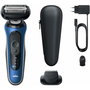 Braun Series 6 62-B1200s Máquina de Afeitar Eléctrica Hombre 3 Cabezales Negro/Azul, Recargable, Mojado/Seco, Apto para Viaje con Cargador y Estuche