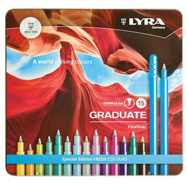 Rotulador Lyra Graduate Fineliner Colores Fresh Estuche Metal De 15 (Set de 5)