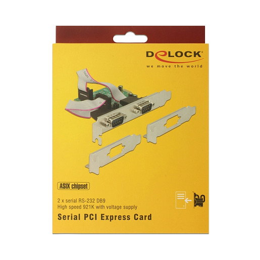 DeLOCK 89641 Tarjeta de Expansión PCI Express x1 a 2 Puertos Serie RS-232 de Alta Velocidad 921K Perfil Bajo - PC