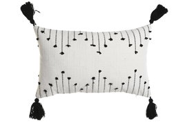 DKD Home Decor Cojin Shabby Naturechic23 Blanco Negro 50 x 30 x 15 cm