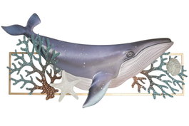 DKD Home Decor Escultura de Pared Ballena Azul Marino y Turquesa