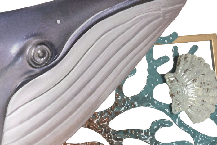 DKD Home Decor Escultura de Pared Ballena Azul Marino y Turquesa