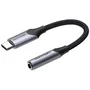 Vention BGJHA Adaptador USB-C a Jack 3.5 mm, Conector USB-C Macho a 3.5 mm Hembra, Cable 10 cm, Color Gris Aluminio