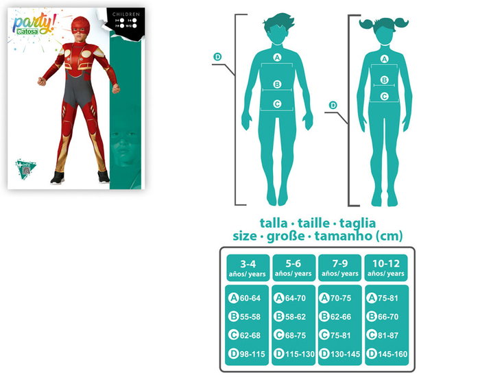 Disfraz Superhéroe Color Rojo para Niño Infantil 5-6 Años Disfraz Superhéroe Color Rojo para Niño Infantil 5-6 Años