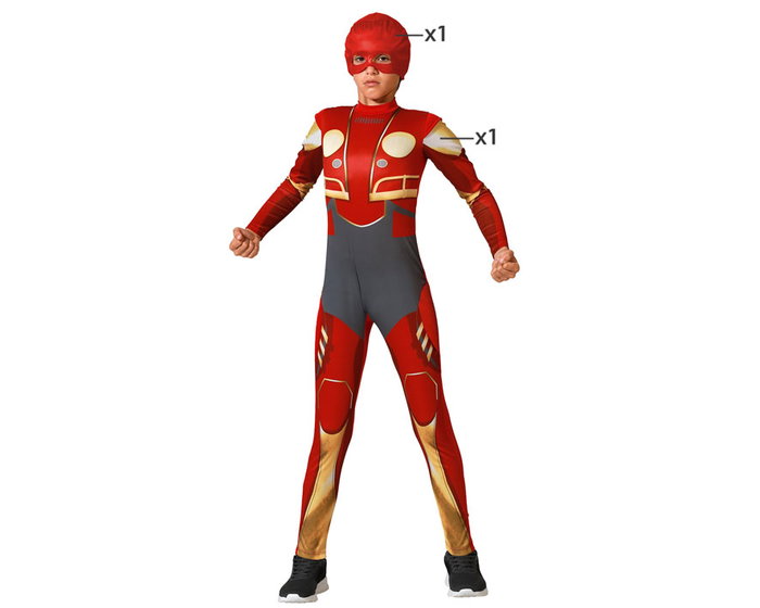 Disfraz Superhéroe Color Rojo para Niño Infantil 5-6 Años Disfraz Superhéroe Color Rojo para Niño Infantil 5-6 Años