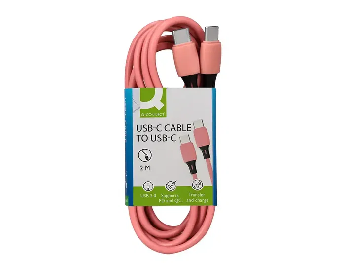 Q-connect Cable USB-C a USB-C PVC 2m Rosa