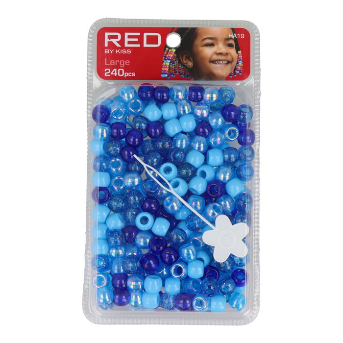 Red Kiss L Hair Beads 240 Pcs (Blue Asst) Apolas de cabello