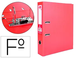 Archivador De Palanca Liderpapel Folio Documenta Forrado Pvc Con Rado Lomo 75 mm Rojo Compresor Metalico