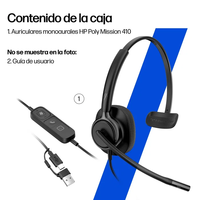 HP Poly Mission 425 Stereo USB Wired Headset Classic (Bulk) Negro