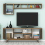 Hanah Home Conjunto Muebles Salón Chevron Nogal y Azul Tablero Partículas Melamina