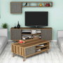 Hanah Home Conjunto Muebles Salón Chevron Nogal y Azul Tablero Partículas Melamina