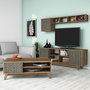 Hanah Home Conjunto Muebles Salón Chevron Nogal y Azul Tablero Partículas Melamina