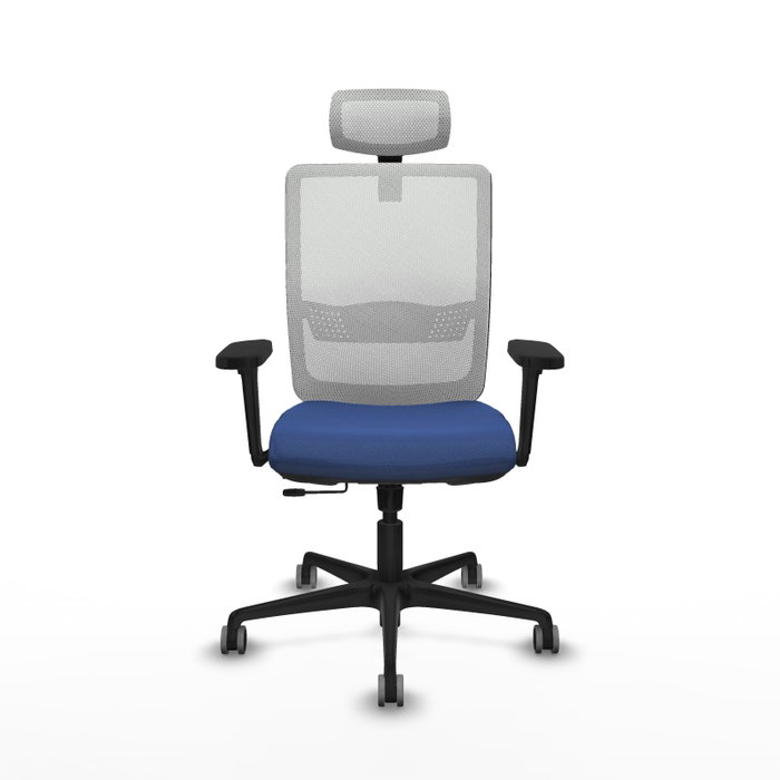 PIQUERAS Y CRESPO Silla de oficina Haches con Mecanismo Sincro/Traslack, Azul Marino y Blanco